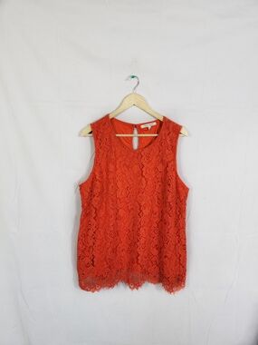 Women's 3X Lynn Ryan Orange Lace Blouse
